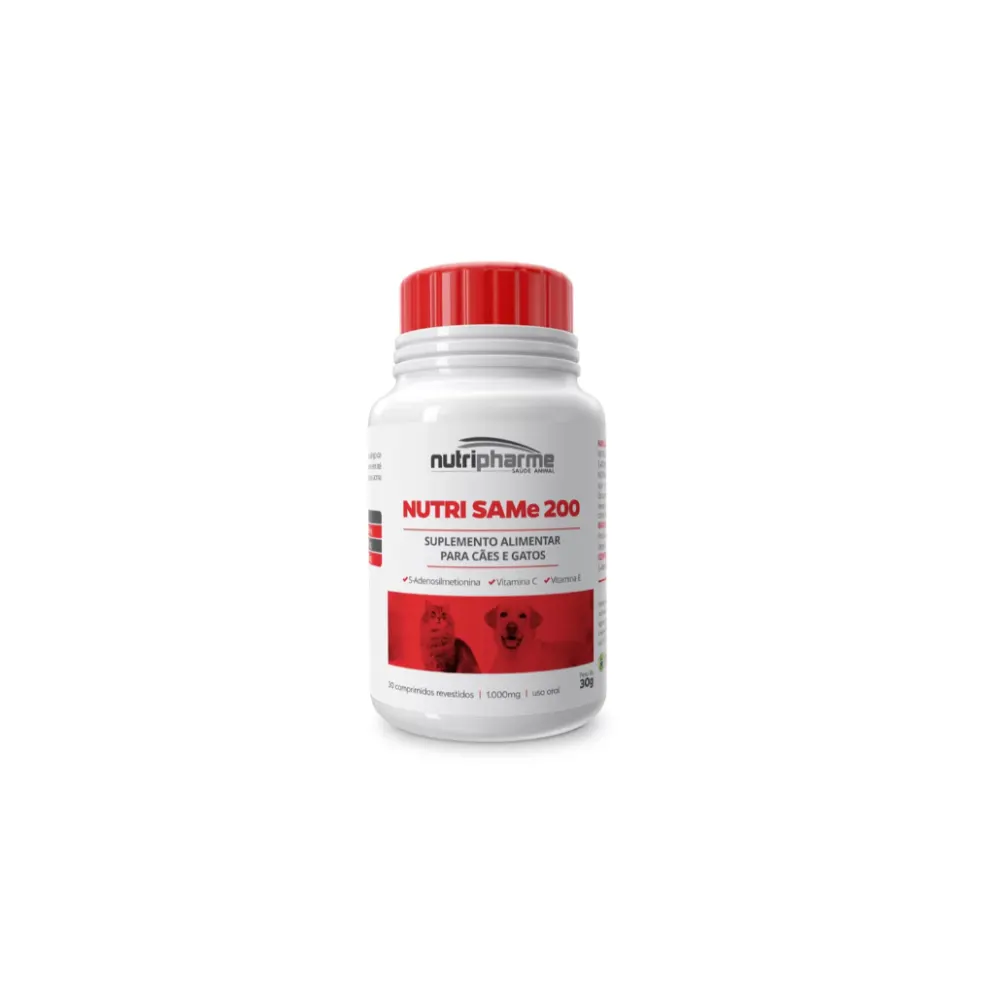 Suplemento Alimentar Nutripharme Nutri SAMe 200 Cães e Gatos 30 Comprimidos