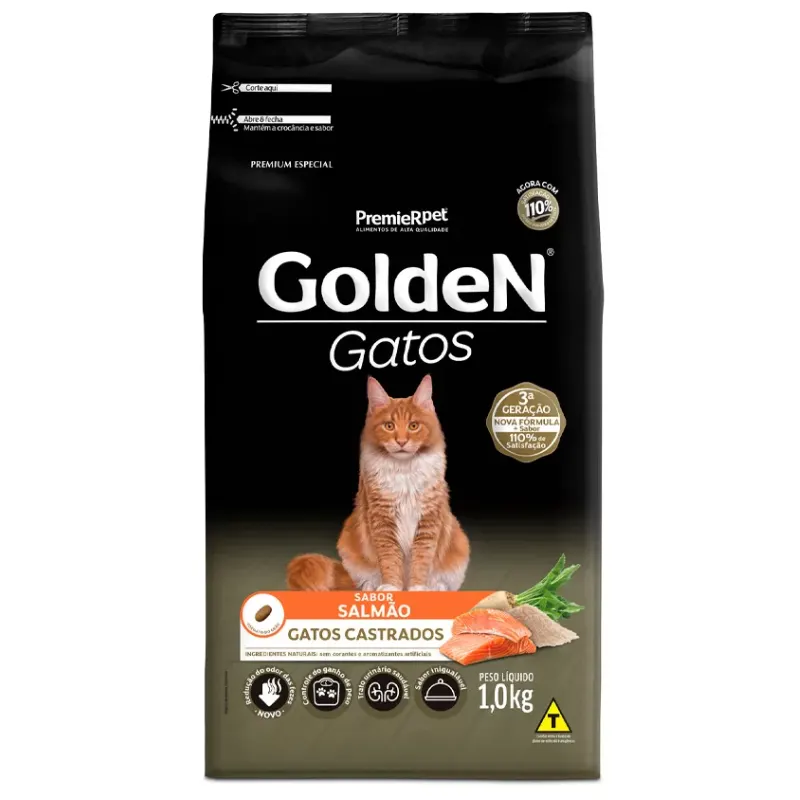 Ração Golden para Gatos Castrados Sabor Salmão
