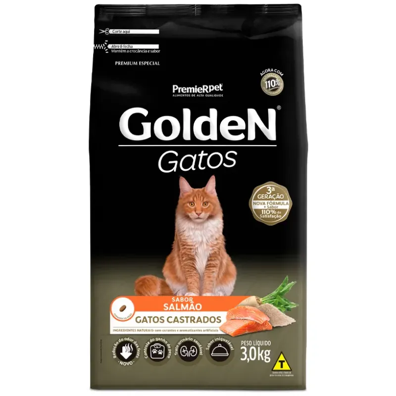 Ração Golden para Gatos Castrados Sabor Salmão