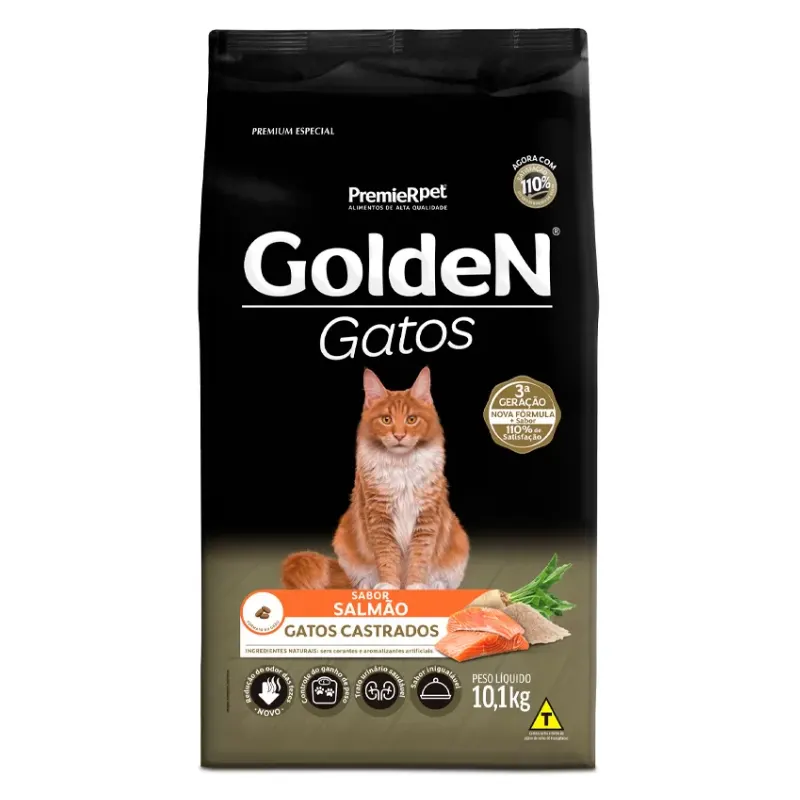 Ração Golden para Gatos Castrados Sabor Salmão