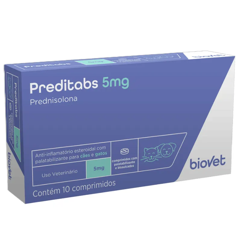 Preditabs 5 mg Anti-inflamatório para Cães e Gatos 10 comprimidos