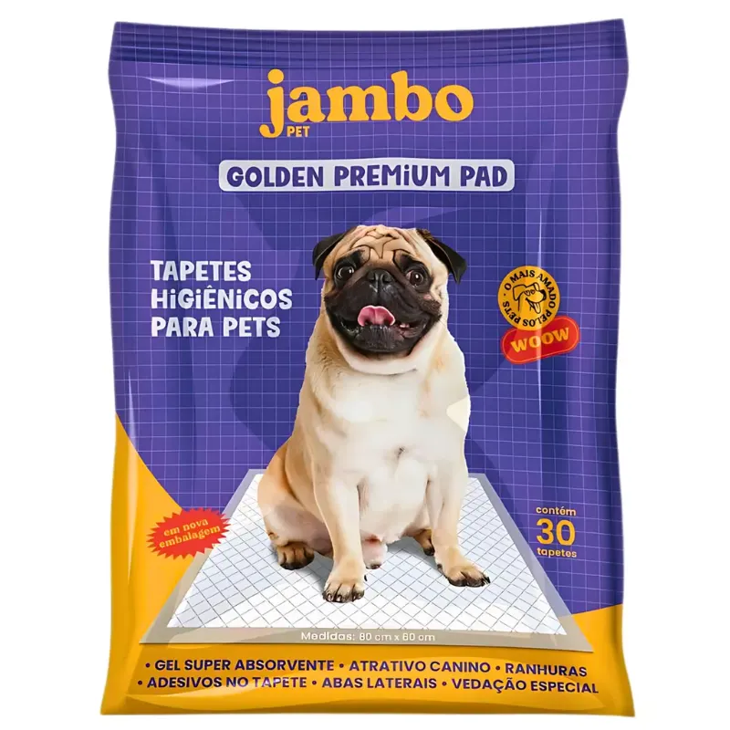 Tapete Higiênico Golden para Cães 30 Pcs Jambo para Cães