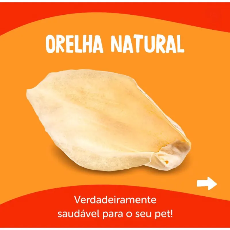 Petiscão Natural Orelha Bovina Natural com 1 UN