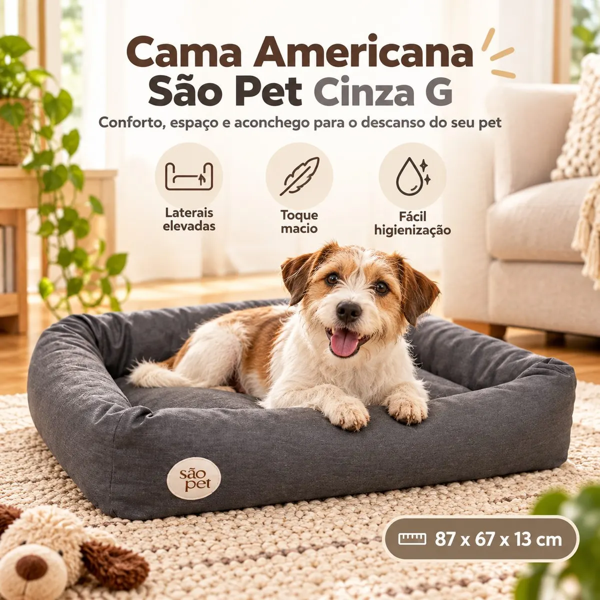 Cama Americana São Pet Cinza G