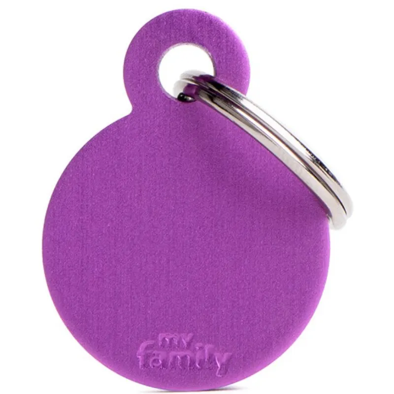 Medalha de Identificação My Family Círculo Pequeno de Alumínio Roxo