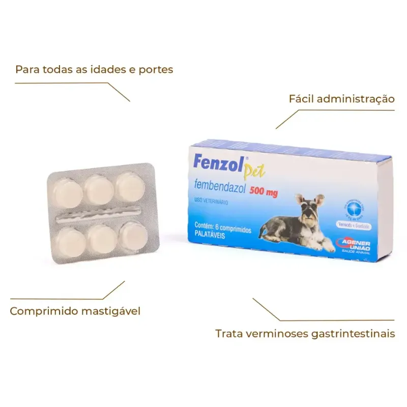 Fenzol Pet 500 mg com 6 Comprimidos