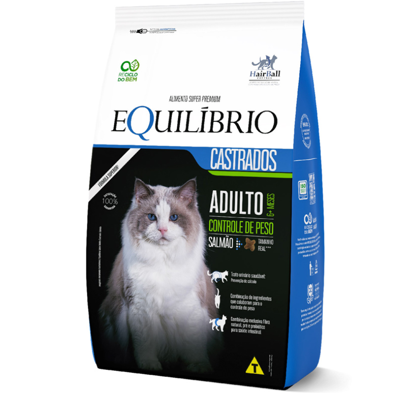 Ração Equilíbrio Gatos Adultos Castrados Sabor Salmão 1,5Kg