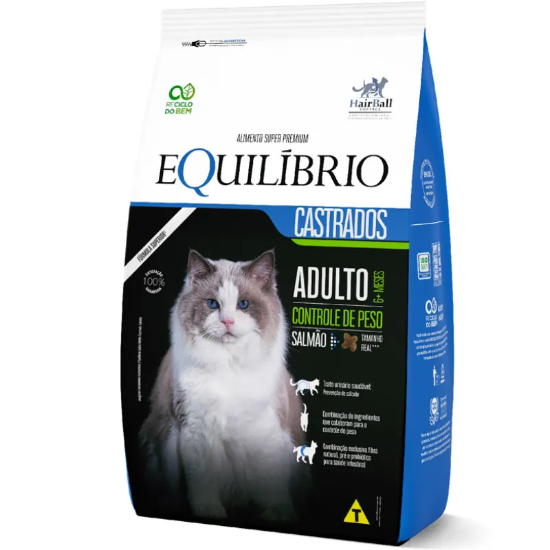 Ração Equilíbrio Gatos Adultos Castrados Sabor Salmão 1,5Kg