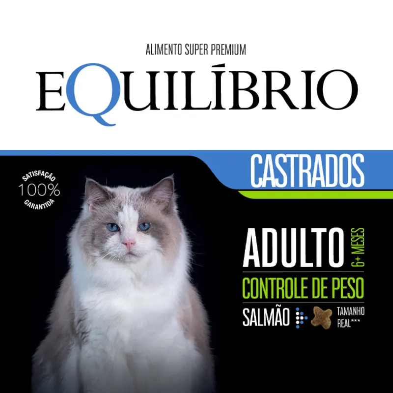Ração Equilíbrio Gatos Adultos Castrados Sabor Salmão 1,5Kg