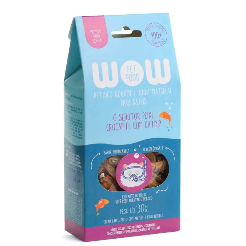 Petisco Natural Wow  Sedutor peixe com catnip 30g