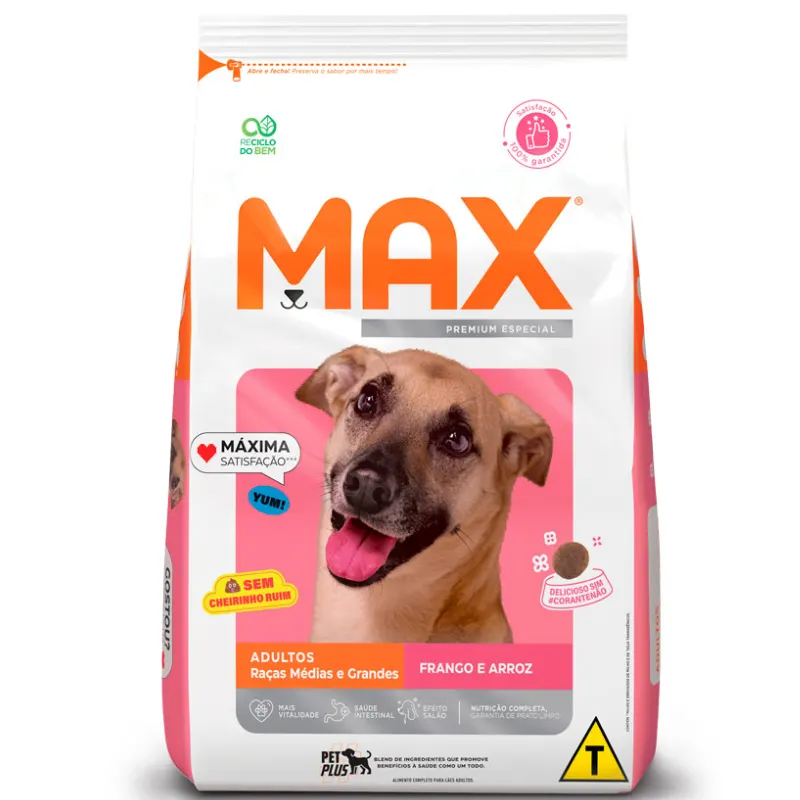 Ração Max para Cães Adultos de Médio Grande Porte Frango e Arroz 3 Kg