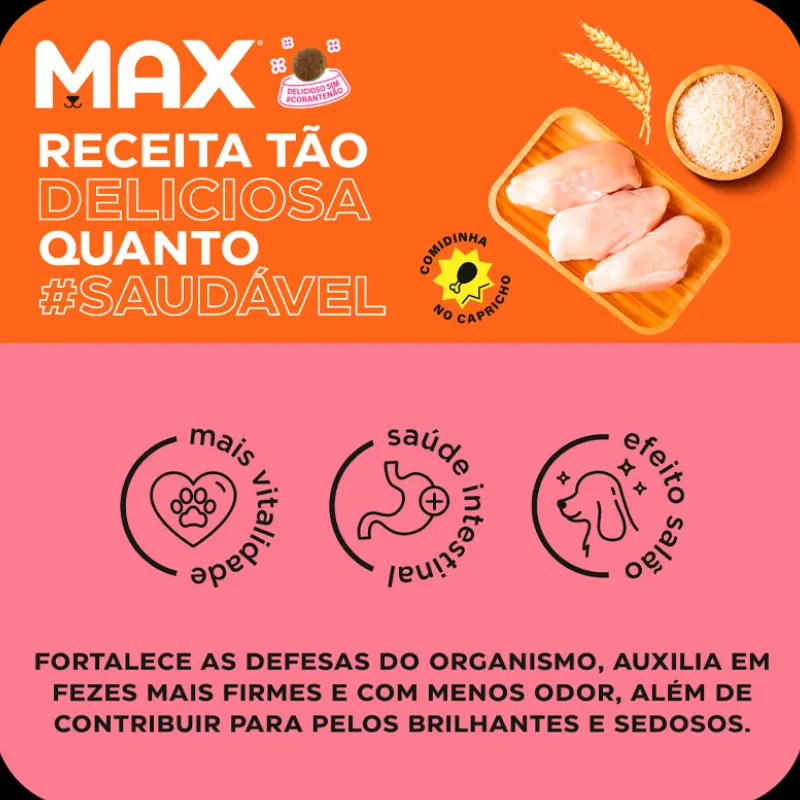 Ração Max para Cães Adultos de Médio Grande Porte Frango e Arroz 3 Kg