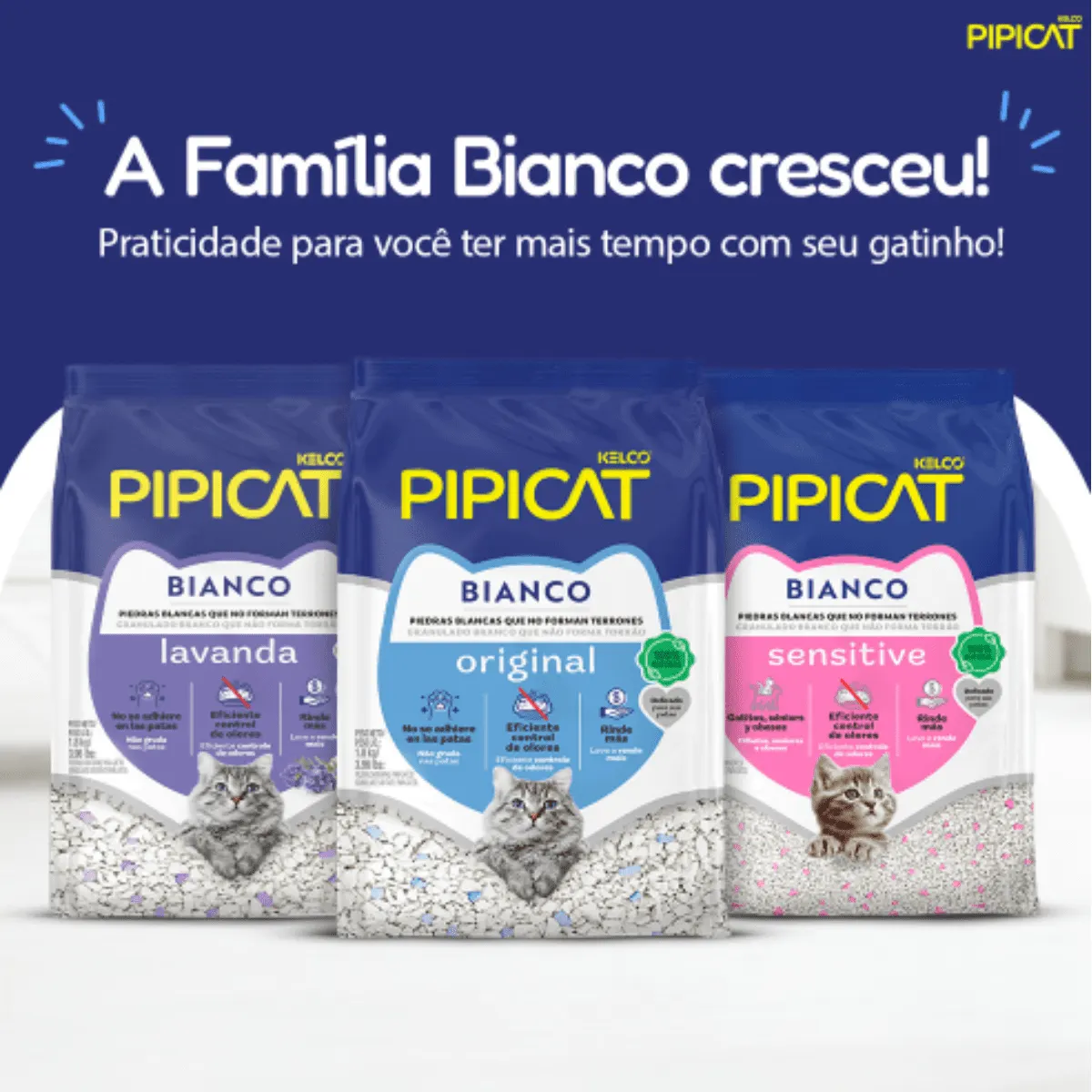 Pipicat Granulado Sanitário Bianco Lavanda para Gatos 1,8 Kg