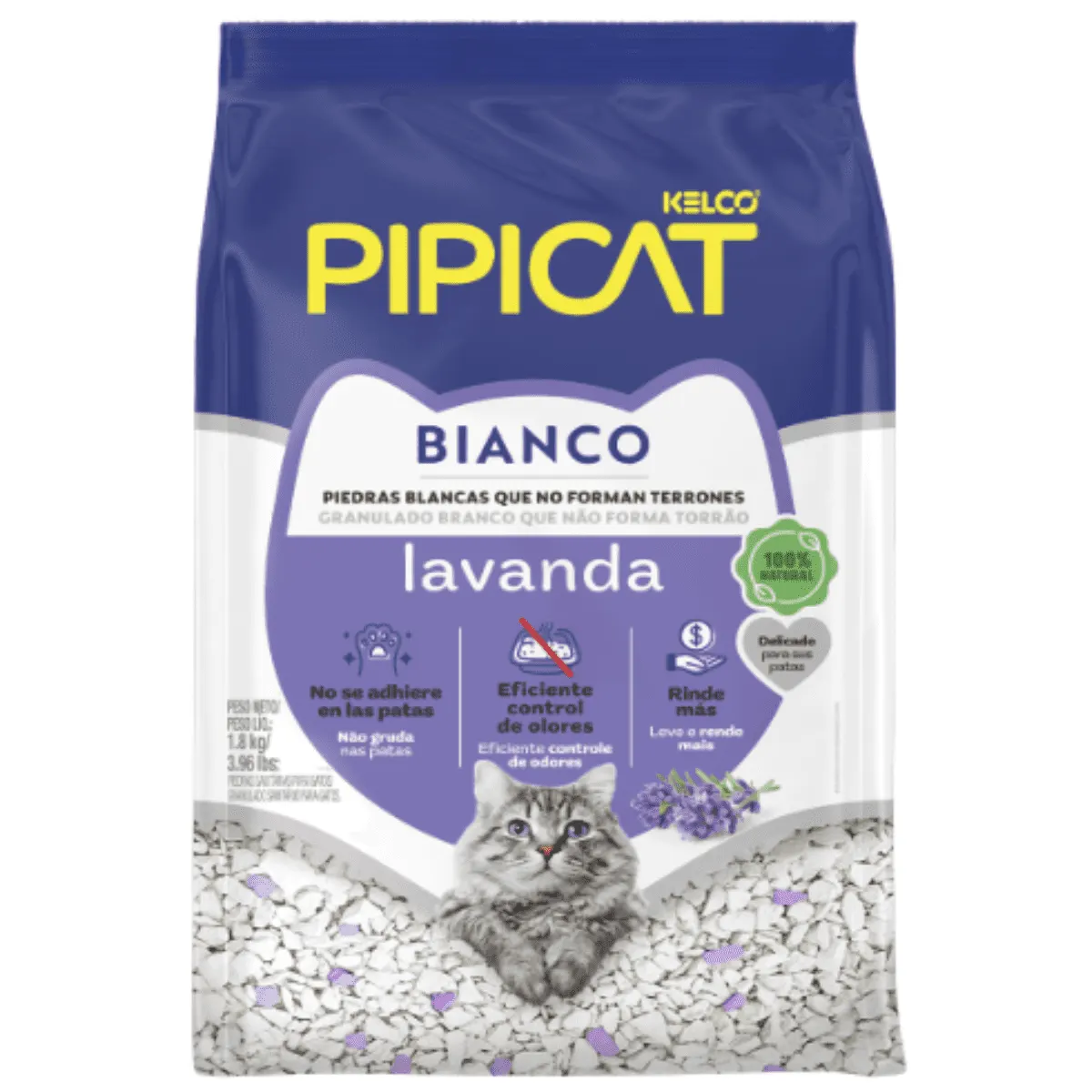 Pipicat Granulado Sanitário Bianco Lavanda para Gatos 1,8 Kg