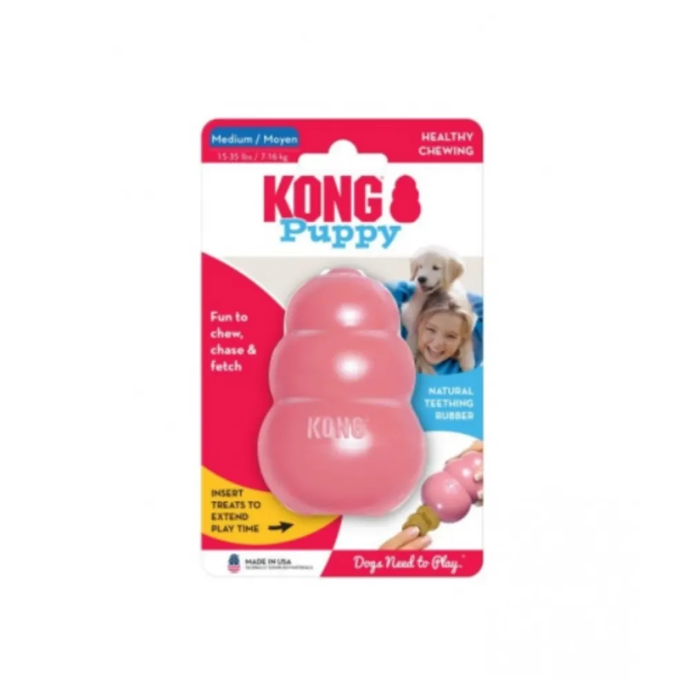 Brinquedo Interativo Kong Puppy com Dispenser Filhote Rosa- Médio