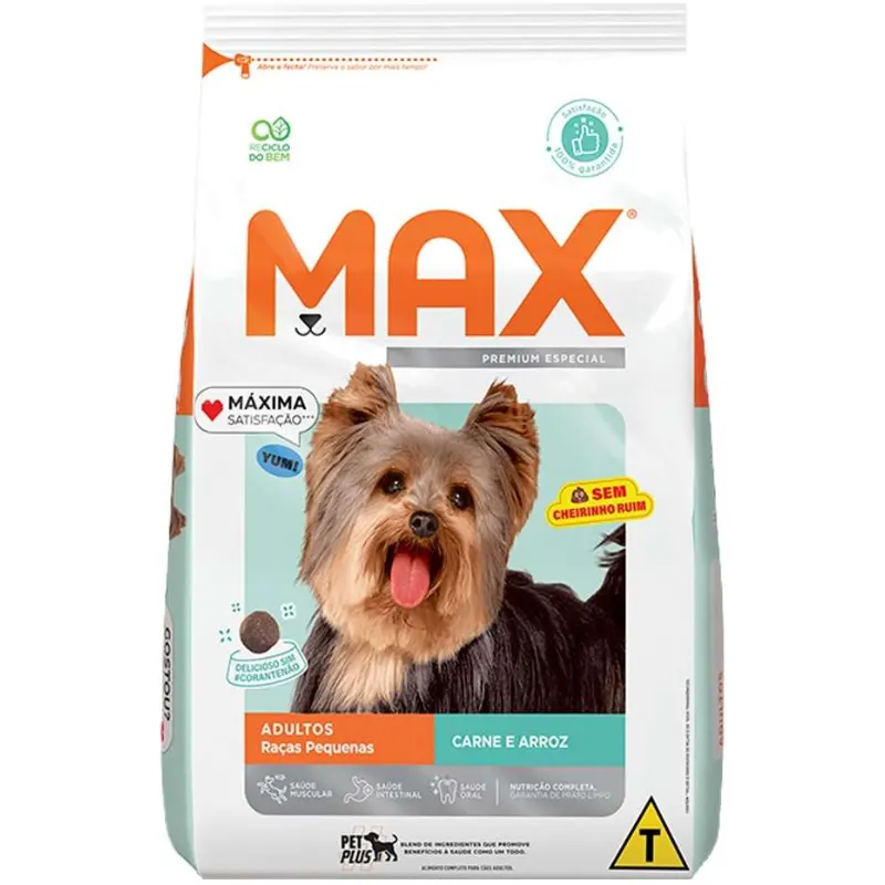 Ração Max para Cães Adultos Raças Pequenas Carne e Arroz 1 Kg