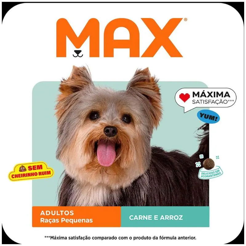 Ração Max para Cães Adultos Raças Pequenas Carne e Arroz 1 Kg