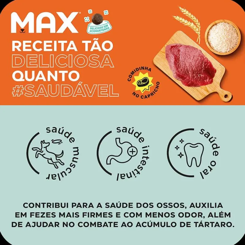 Ração Max para Cães Adultos Raças Pequenas Carne e Arroz 1 Kg