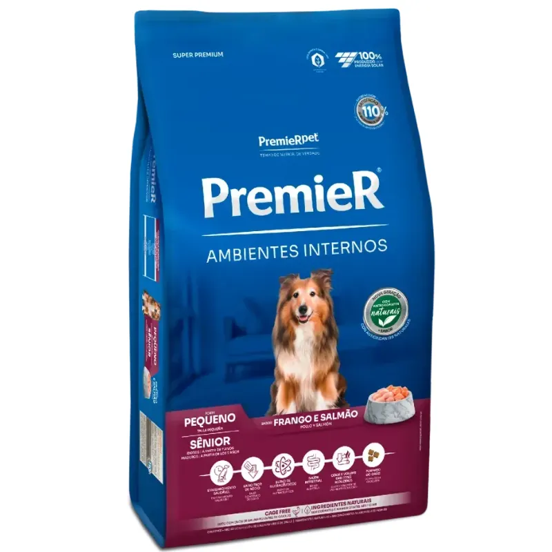 Ração Premier Ambientes Internos Cães Sênior Frango e Salmão