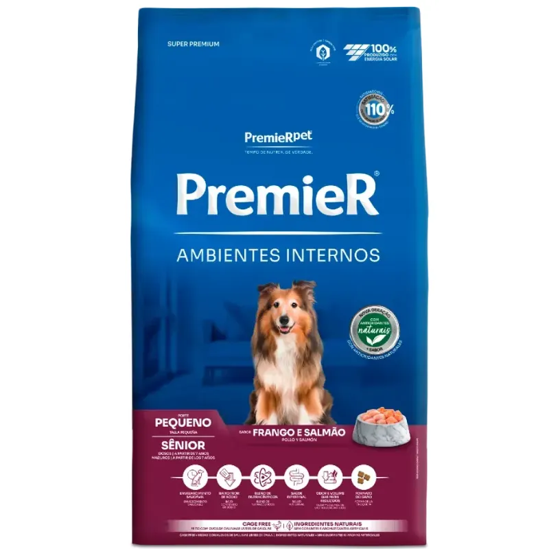 Ração Premier Ambientes Internos Cães Sênior Frango e Salmão