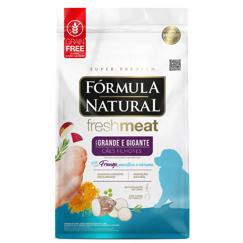 Ração Fórmula Natural Fresh Meat Cães Filhotes de Grande Porte Sabor Frango 12kg