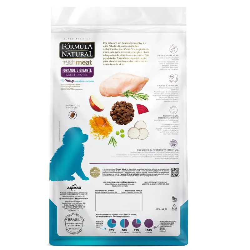 Ração Fórmula Natural Fresh Meat Cães Filhotes de Grande Porte Sabor Frango 12kg