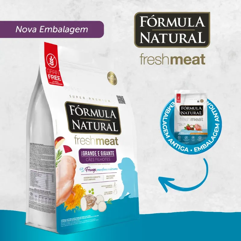 Ração Fórmula Natural Fresh Meat Cães Filhotes de Grande Porte Sabor Frango 12kg