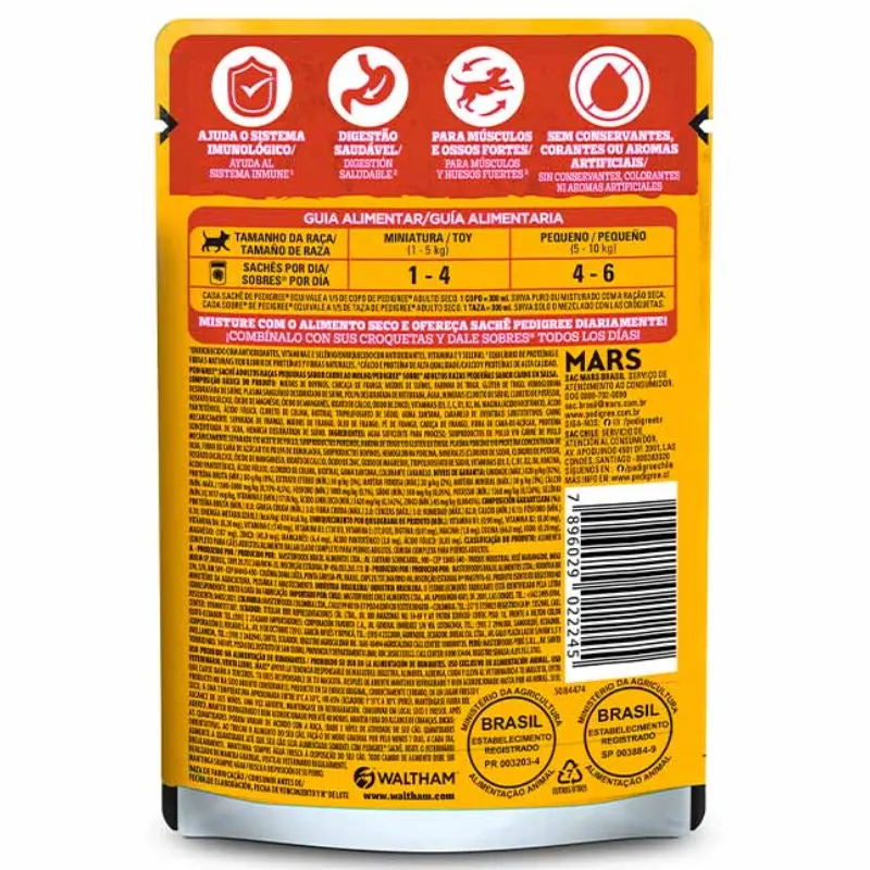 Pedigree Sachê Carne Molho Cães Adultos Raças Pequenas 100g
