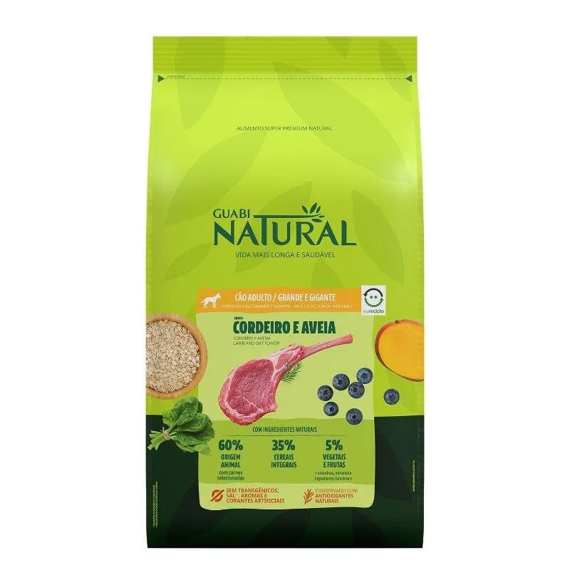 Ração Guabi Natural Cão Adulto Grande Gig Cord Aveia 12kg