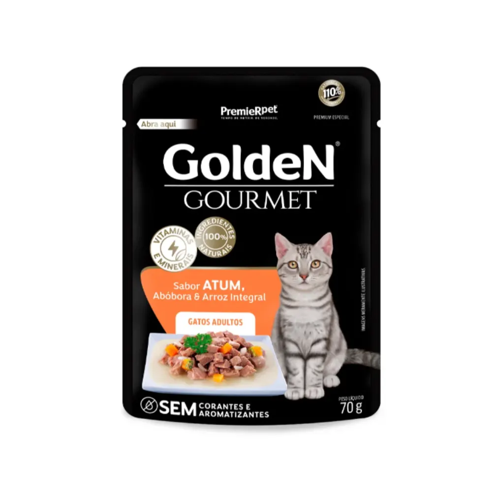 Ração Úmida Golden Gourmet Gatos Adultos Atum 70g
