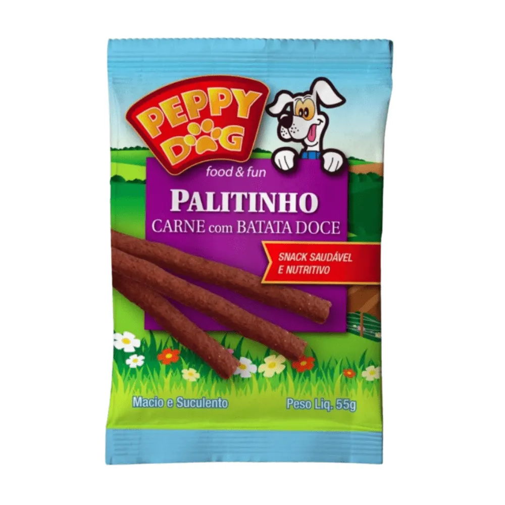 Palitinho Peppy Dog Cães Adultos Sabor Carne Batata Doce 50g