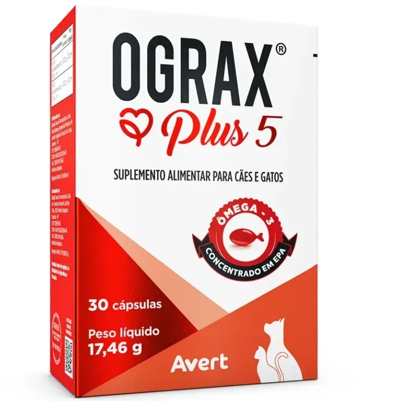 Ograx Plus 5 para Cães e Gatos Avert 30 cápsulas