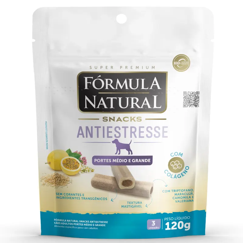 Fórmula Natural Snacks Antiestres Cães Adultos de Médio Grande Porte 120 g