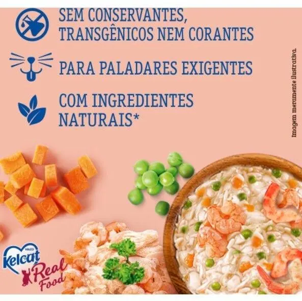 Ração Úmida Kelcat Real Food Peixe Branco com Camarão 85g
