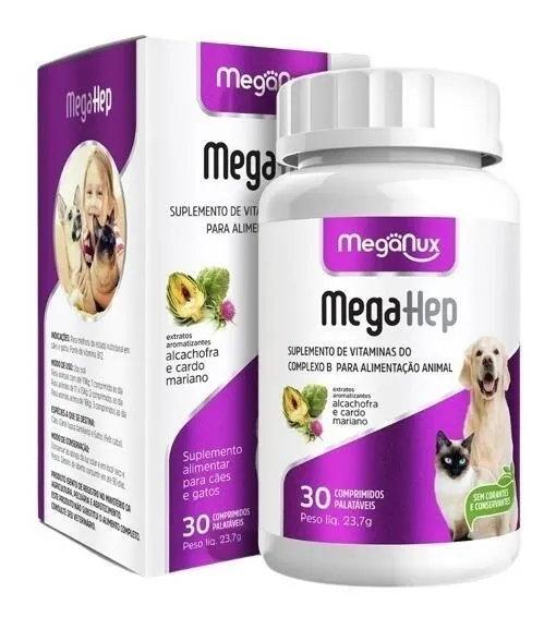 Suplemento MEGA-HEP B12 30comp - Cães e Gatos
