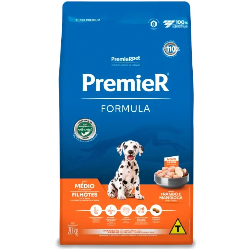 Ração Premier Filhotes Raças Médias Cães Sabor Frango 20kg