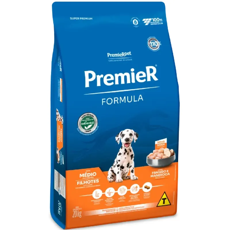Ração Premier Filhotes Raças Médias Cães Sabor Frango 20kg