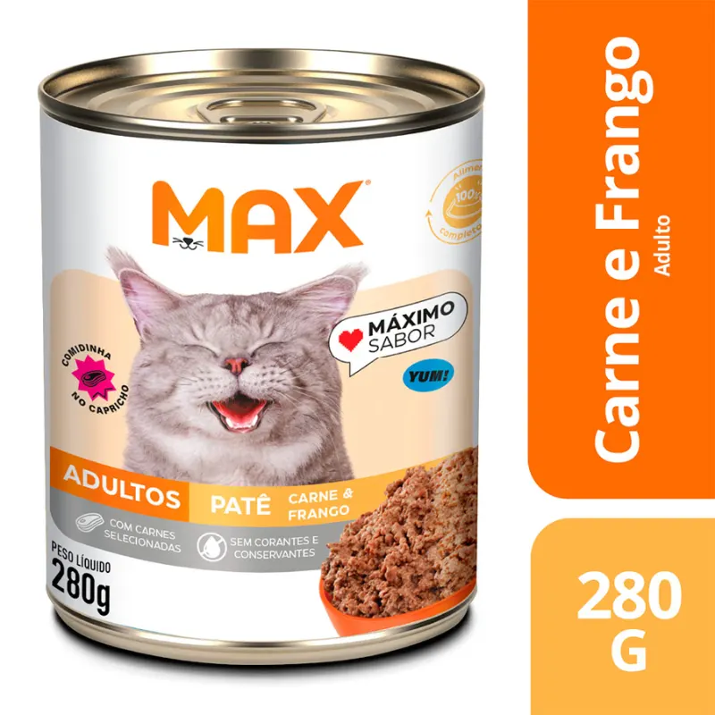 Ração Úmida Max Gatos Adultos Carne e Frango 280 g