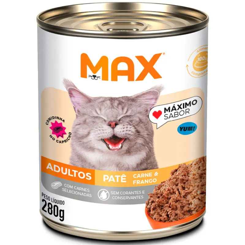 Ração Úmida Max Gatos Adultos Carne e Frango 280 g