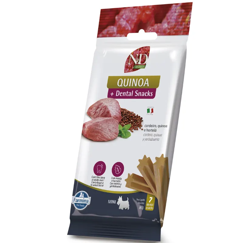 Petisco Dental N&D Quinoa Hálito Fresco para Cães de Raças Mini e Pequenas Sabor Cordeiro, Quinoa e Hortelã 60 g