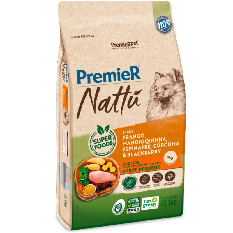Premier Nattu Cães Adultos Raças Pequenas Mandioquinha 10,1 Kg