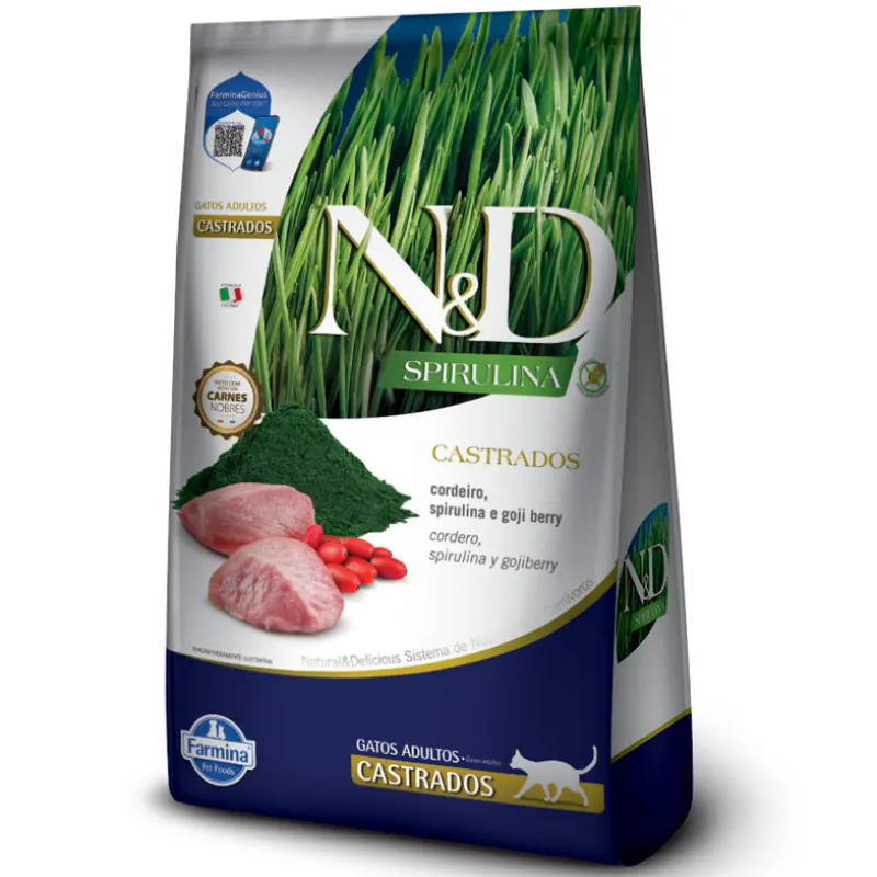N&D Spirulina Cordeiro para Gatos Adultos Castrados 7 Kg