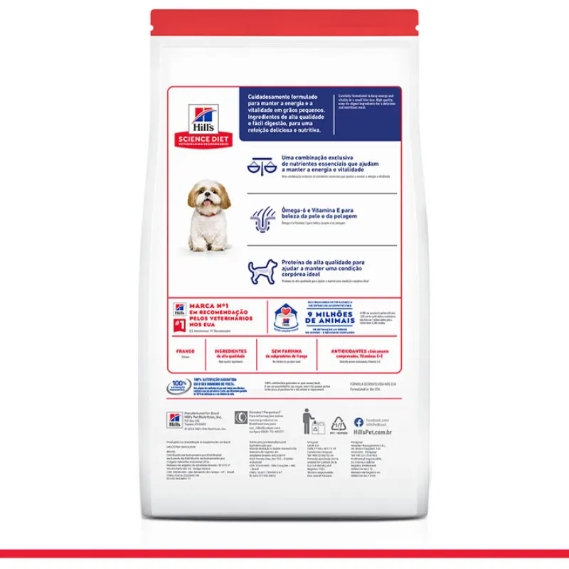 Ração Hill´s Cães Adultos 7+ Raças Pequenas Sabor Frango 800 g