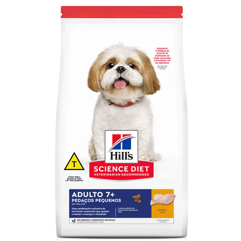 Ração Hill´s Cães Adultos 7+ Raças Pequenas Sabor Frango 800 g