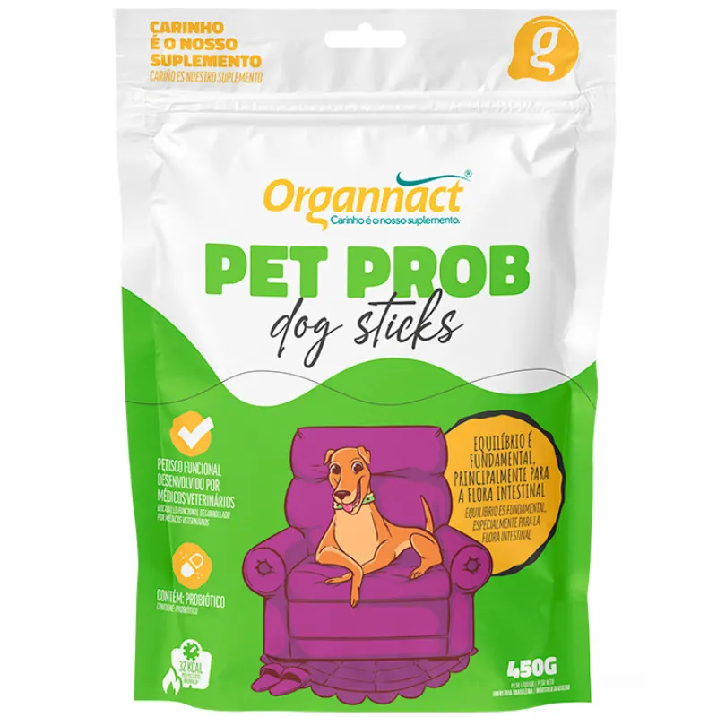Suplemento Organnact Pet Prob Dog Sticks para Cães 450 g