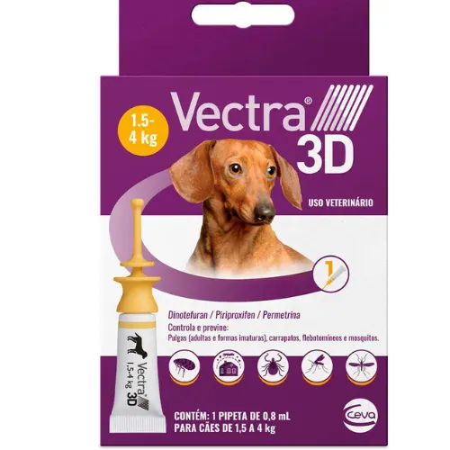 Antipulgas e Carrapatos Ceva Vectra 3D para Cães de 1,5 a 4 Kg - 0,8 ml