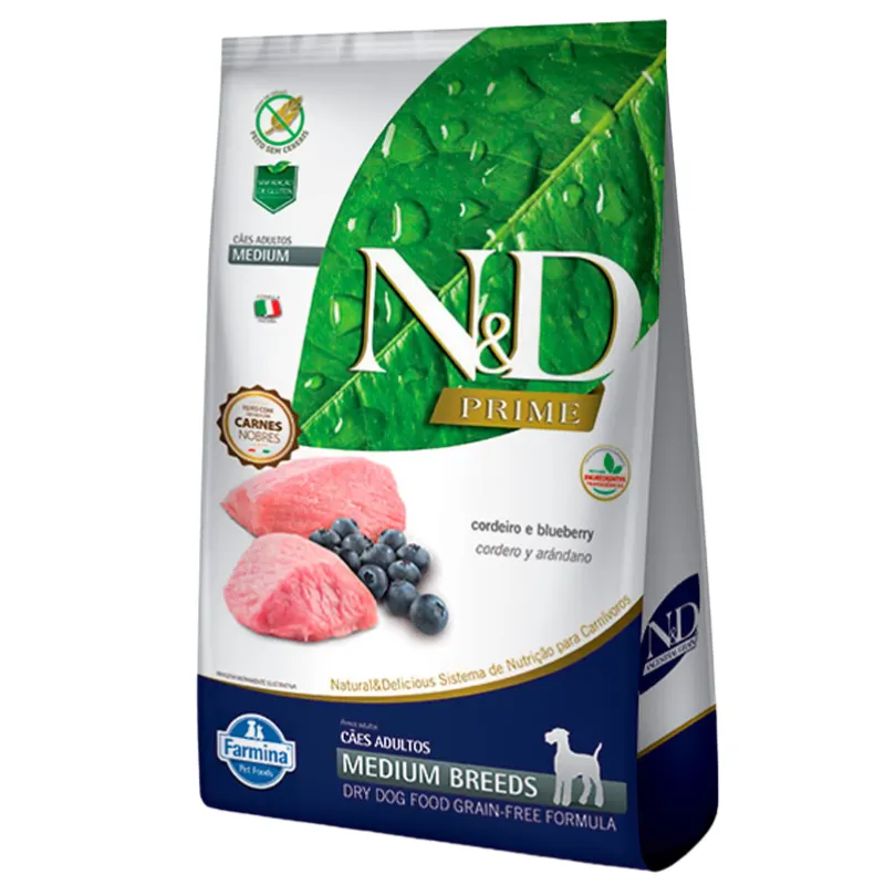 Ração N&D Prime Canine Cordeiro Adulto Porte Médio 10,1 Kg