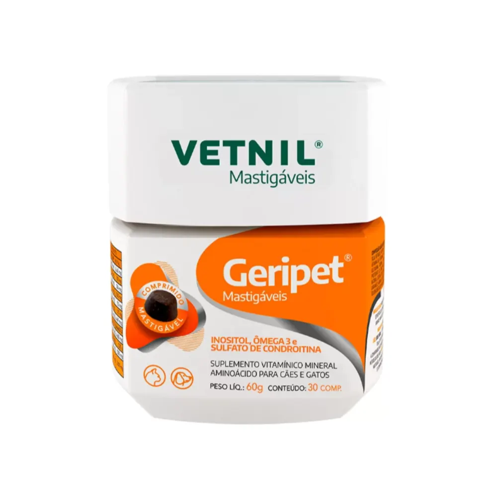 Suplemento Geripet Cães e Gatos 30 Comprimidos Mastigáveis