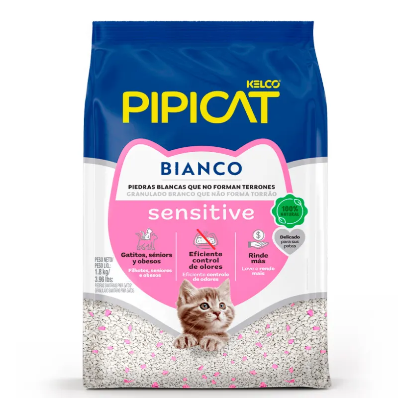 Pipicat Granulado Sanitário Bianco Sensitive 1,8 Kg