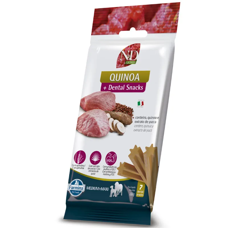 Petisco Dental N&D Quinoa para Cães de Raças Médias e Grandes Sabor Cordeiro, Quinoa e Extrato de Yucca 100 g